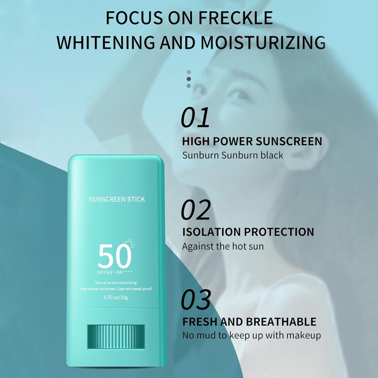 Sun Cream Stick SPF 50, Sunscreen Stick, Face Sunscreen, Long Lasting, Easy Use, All Skin Types