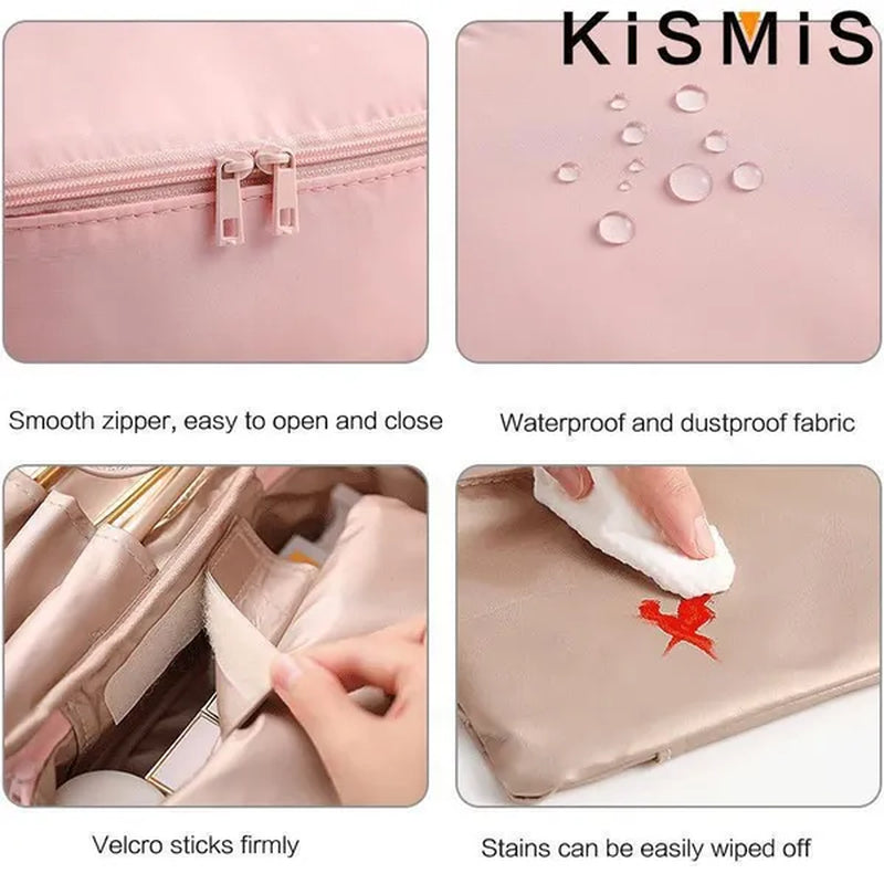 KISMIS 1PC Makeup Bag Travel Make up Organiser Bag Storage Vanity Case Makeup Bags for Women Makeup Box Cosmetic Bags with Compartments