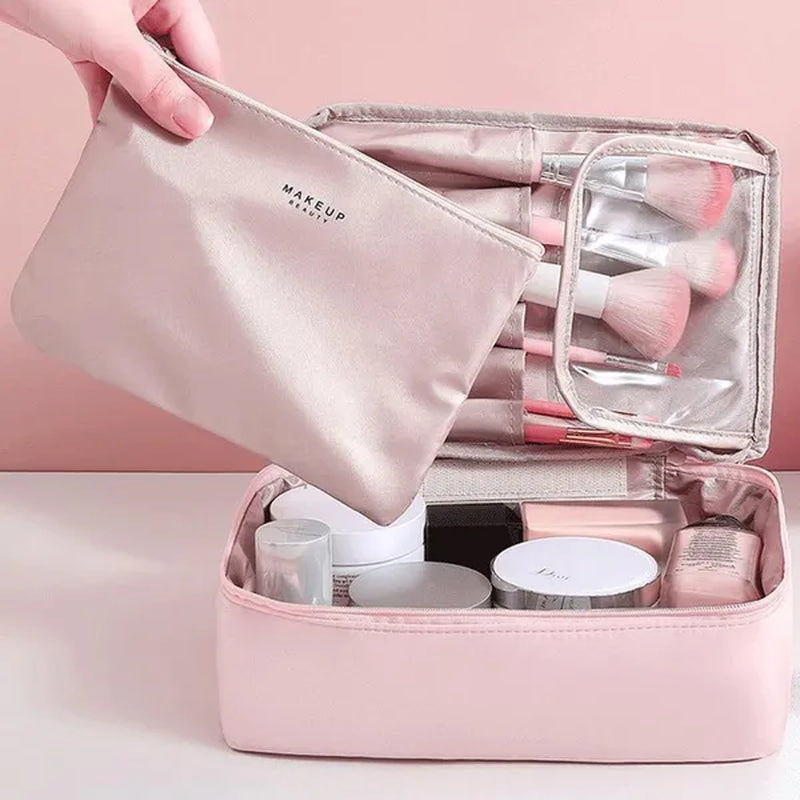 KISMIS 1PC Makeup Bag Travel Make up Organiser Bag Storage Vanity Case Makeup Bags for Women Makeup Box Cosmetic Bags with Compartments