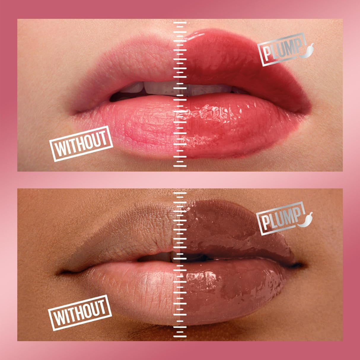 New York, Lifter Plump Lip Gloss, Lasting Plump, Heated Formula with Hyaluronic Acid and Chilli Pepper, XL Wand, Vegan Formula, Shade: 001 Blush Blaze