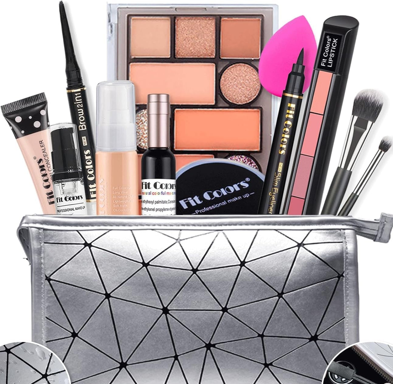 All in One Makeup Kit Full Kit Makeup Set & Portable Travel, Eyeshadow Palette Face Primer Foundation Make up Concealer Eyeliner Stamp Mascara 5Color Lipstick, Face Make-Up Gift Set