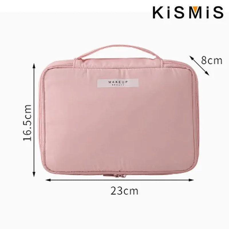 KISMIS 1PC Makeup Bag Travel Make up Organiser Bag Storage Vanity Case Makeup Bags for Women Makeup Box Cosmetic Bags with Compartments