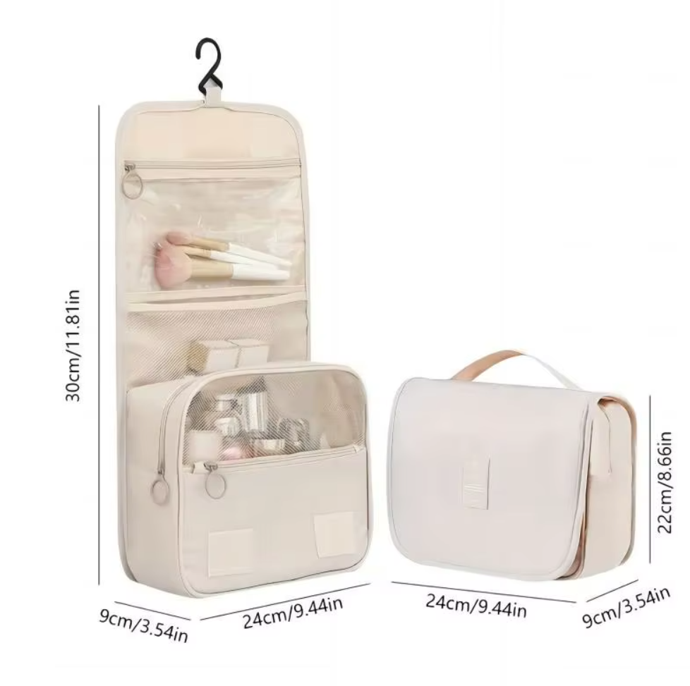 Portable Waterproof Hanging Toiletry Bag for Travel – Multi-Compartment Storage for Makeup, Cosmetics & Essentials