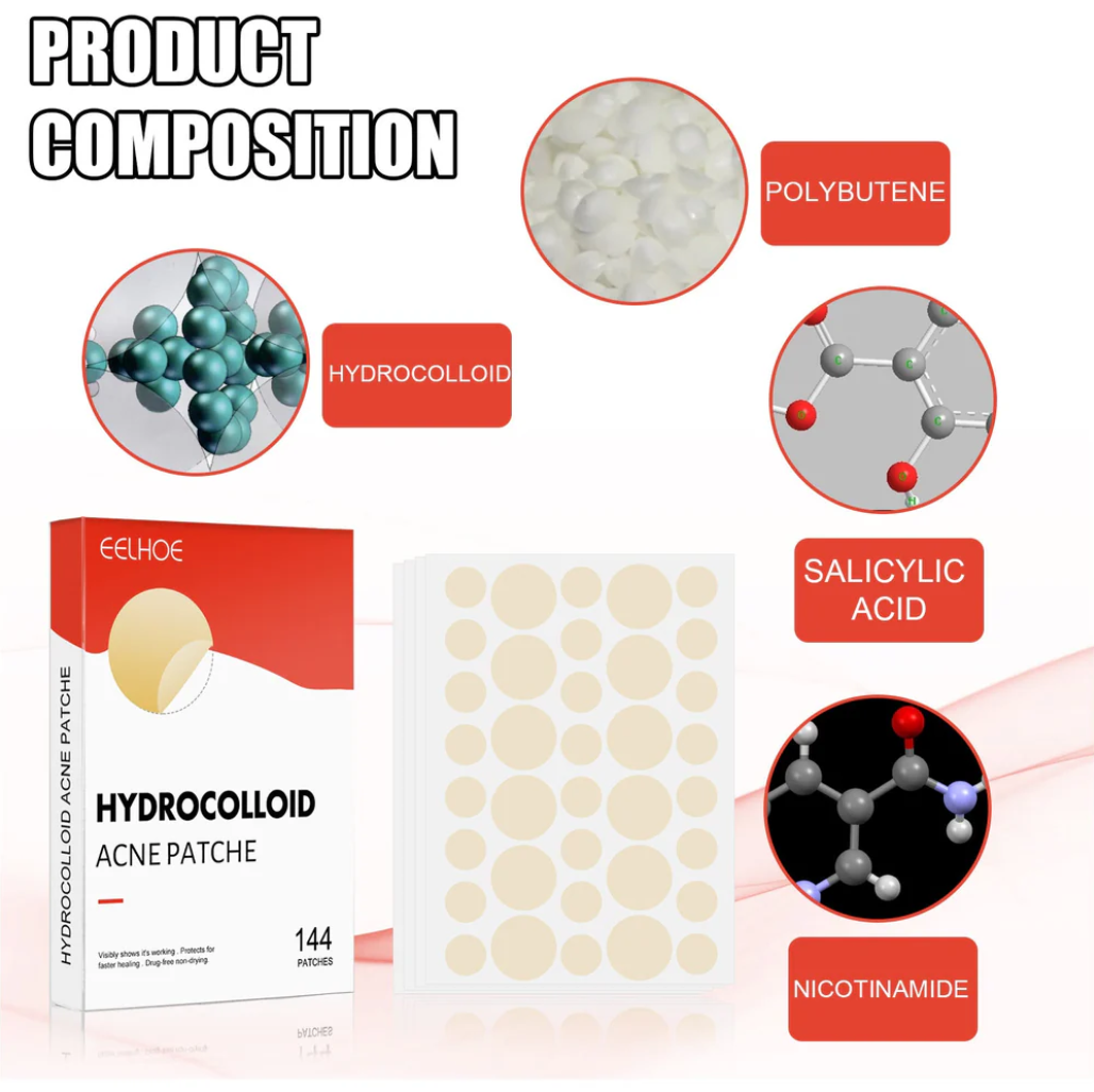 Invisible Hydrocolloid Acne Patches – 144 Pcs