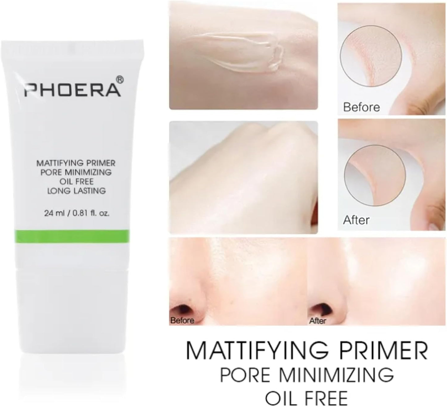 4 Piece Full Coverage Foundation Makeup Set - Pore Minimising Primer, Full Coverage Foundation, Matte Finish Setting Spray and Blending Make-Up Sponge (105 - Sand, 30Ml)