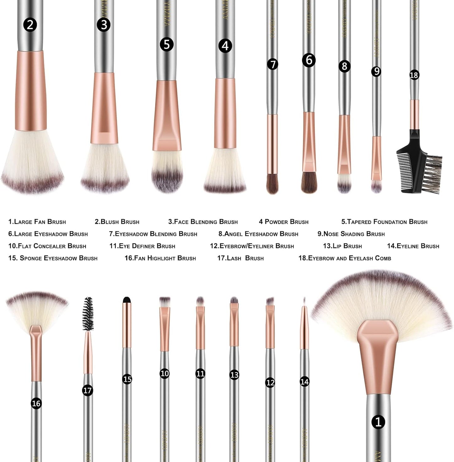 Makeup Brushes Sets Professional 18 Pcs Make up Brushes Premium Synthetic Foundation Brushes Blending Face Powder Blush Eyeshadow Eyeliner Make up Brush Kit with PU Leather Bag