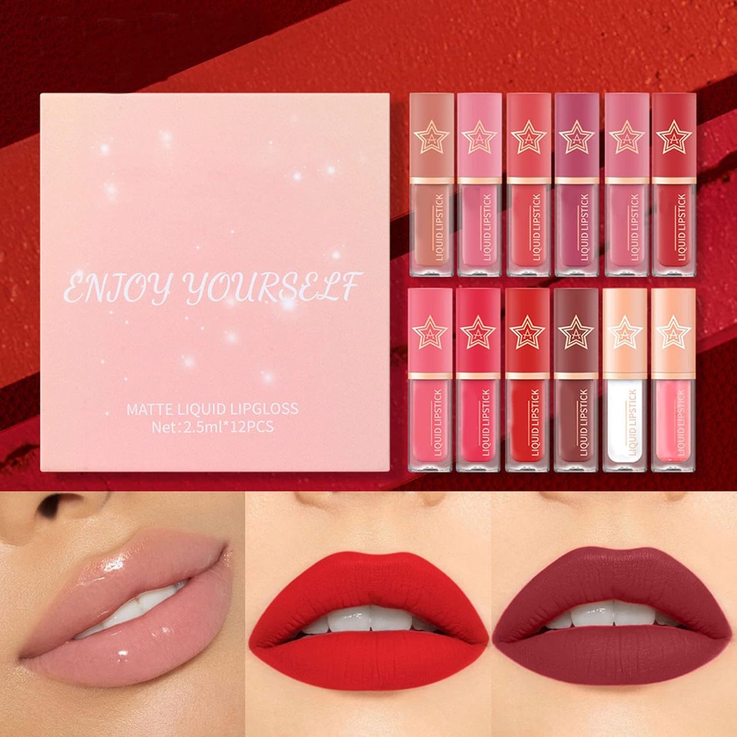 Lip Gloss in Bulk for 2.5Ml X 12 Shades Set Lipstick for Beautiful and Long Lasting Makeup Non Sticky and Non Fading Moisturizing Lip and Cheek Tint Makeup Forever Lip Liner