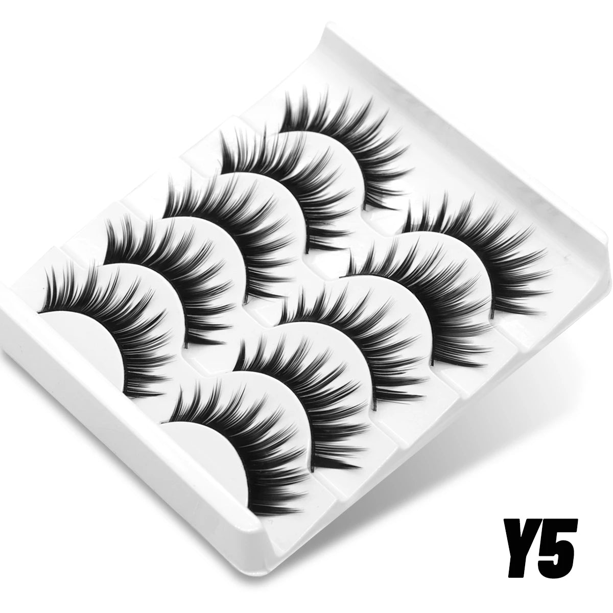 Groinneya 5 Pairs Mink Fluffy Eyelashes – 8D Russian Strip Lashes Extensions, Thick, Soft & Curly Handmade False Lashes