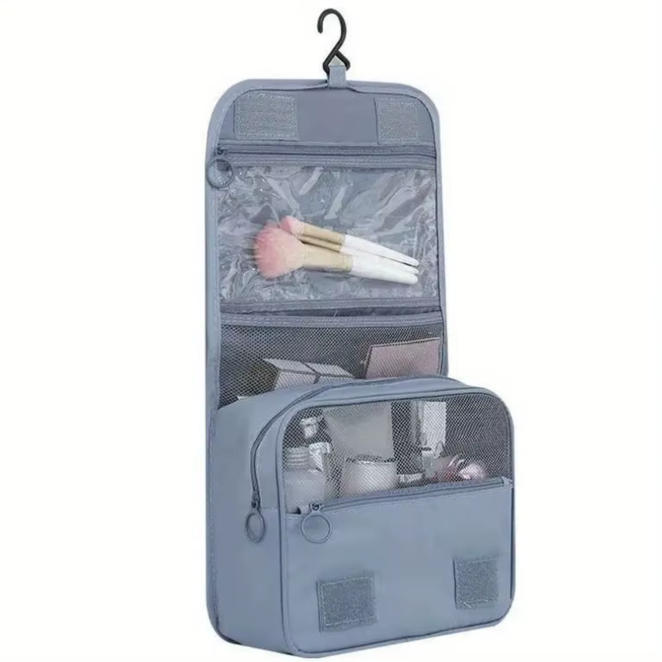 Portable Waterproof Hanging Toiletry Bag for Travel – Multi-Compartment Storage for Makeup, Cosmetics & Essentials