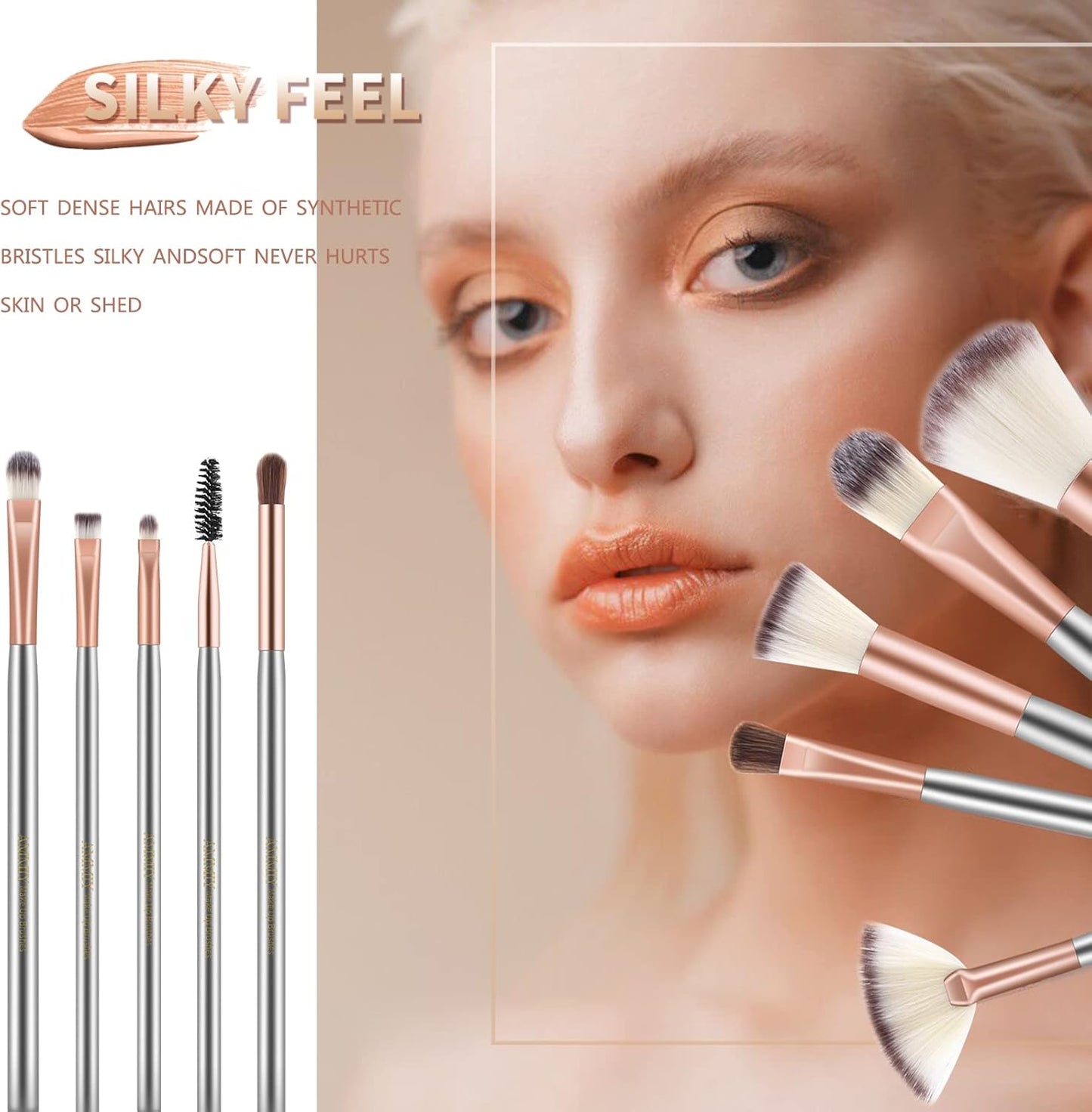 Makeup Brushes Sets Professional 18 Pcs Make up Brushes Premium Synthetic Foundation Brushes Blending Face Powder Blush Eyeshadow Eyeliner Make up Brush Kit with PU Leather Bag