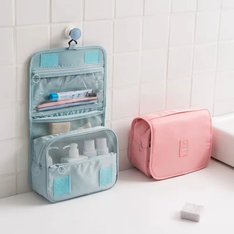 Portable Travel Toiletry Bag, Waterproof Hanging Storage Bag, Mesh Pockets Hook Cosmetic Bag, Travel Accessories,Makeup Bags