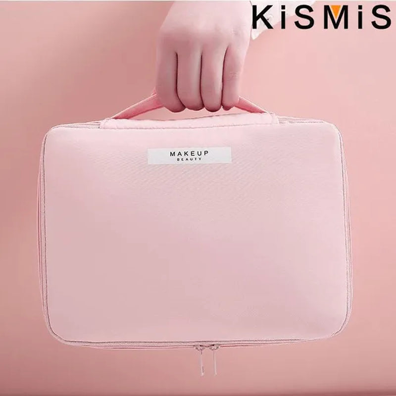 KISMIS 1PC Makeup Bag Travel Make up Organiser Bag Storage Vanity Case Makeup Bags for Women Makeup Box Cosmetic Bags with Compartments