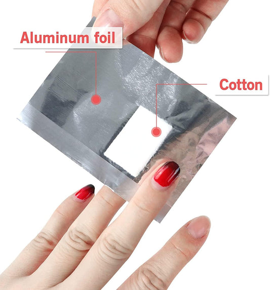Foil Nail Wraps Remover, 100 PCS Nail Foil Aluminium Wraps, with Pre-Attached Lint-Free Cotton Pads for Fast & Gentle Soak off Gel Polish Removing