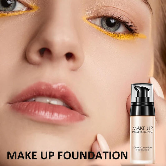 Colour Changing Foundation,Makeup Foundation, Face Foundation Full Coverage Moisturizing Waterproof Long Lasting Makeup Base Natural Coverage Foundation for Mature Skin