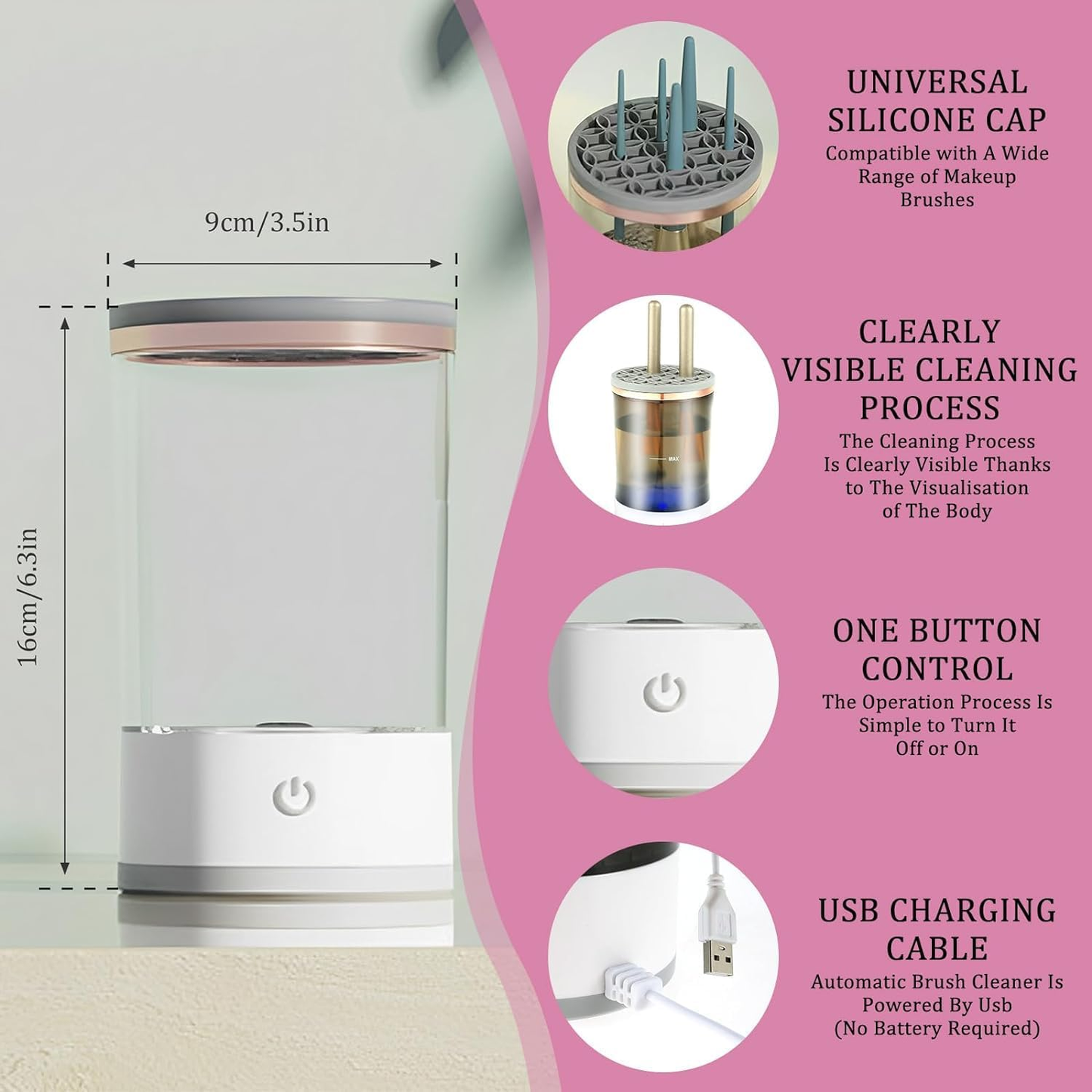 Electric Makeup Brush Cleaner Machine - Fit for All Size Makeup Brush