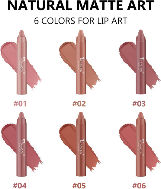 Teayason Matte Long Lasting Lip Stick - Velvet Lipstick Pencil Water Crayon Proof Natural (2#, 18.3G)