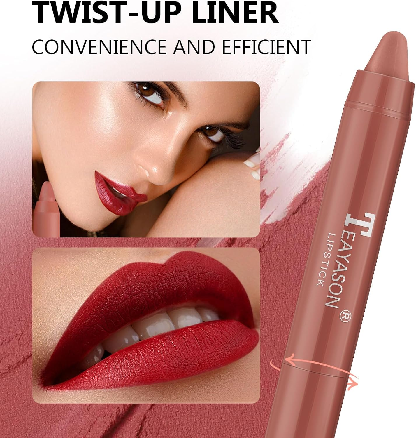 Teayason Matte Long Lasting Lip Stick - Velvet Lipstick Pencil Water Crayon Proof Natural (2#, 18.3G)