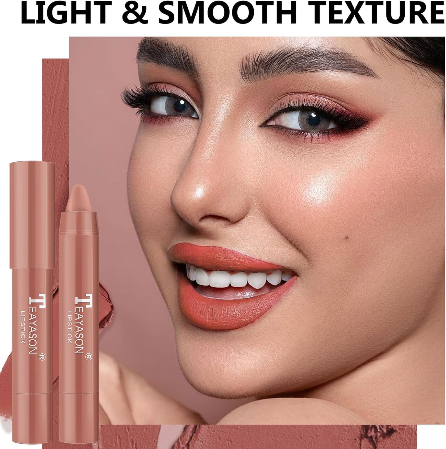 Teayason Matte Long Lasting Lip Stick - Velvet Lipstick Pencil Water Crayon Proof Natural (2#, 18.3G)