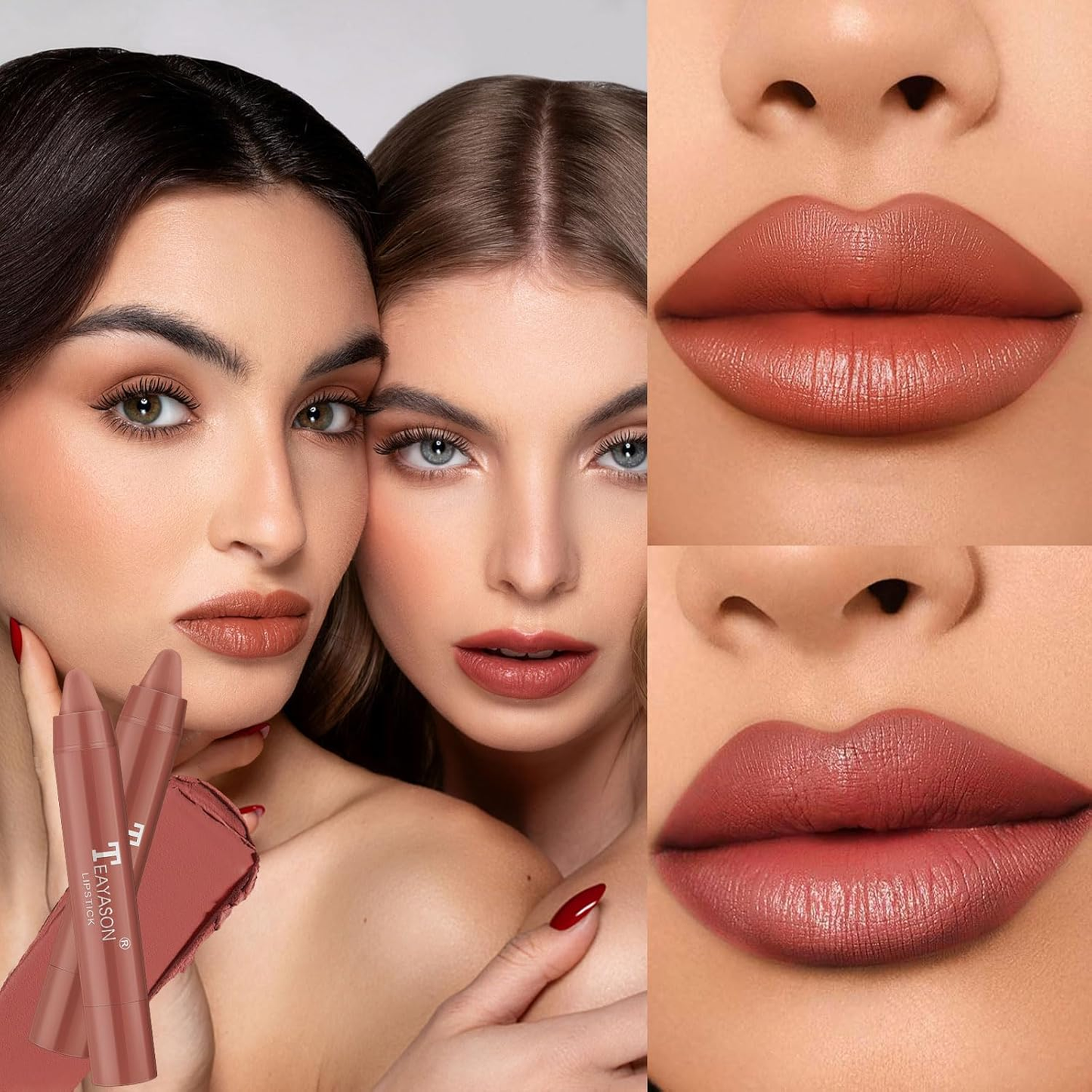Teayason Matte Long Lasting Lip Stick - Velvet Lipstick Pencil Water Crayon Proof Natural (2#, 18.3G)