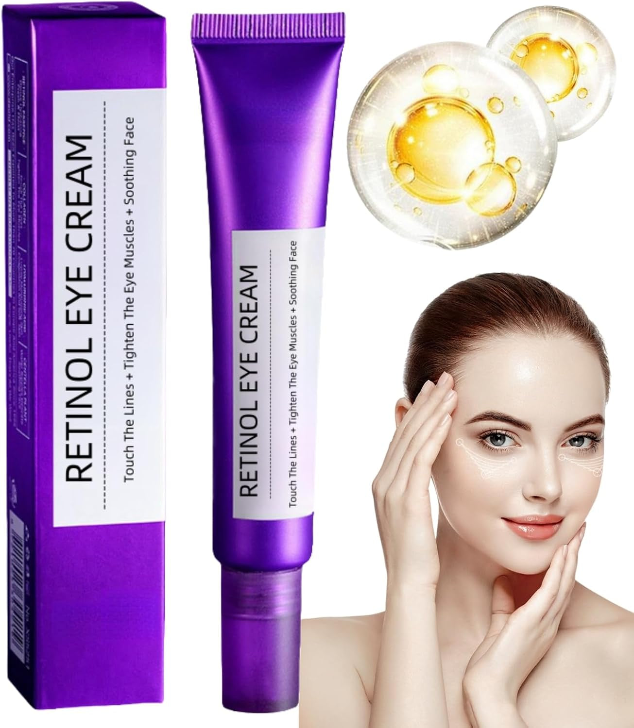 Retinol Intense Reactivating Eye Cream,Retinol Eye Cream,Dark Circles under Eye Treatment Women,Anti Aging Eye Cream,Eye Cream for Dark Circles and Puffy Eyes,Eye Bags Remover,Eye Cream for Wrinkles