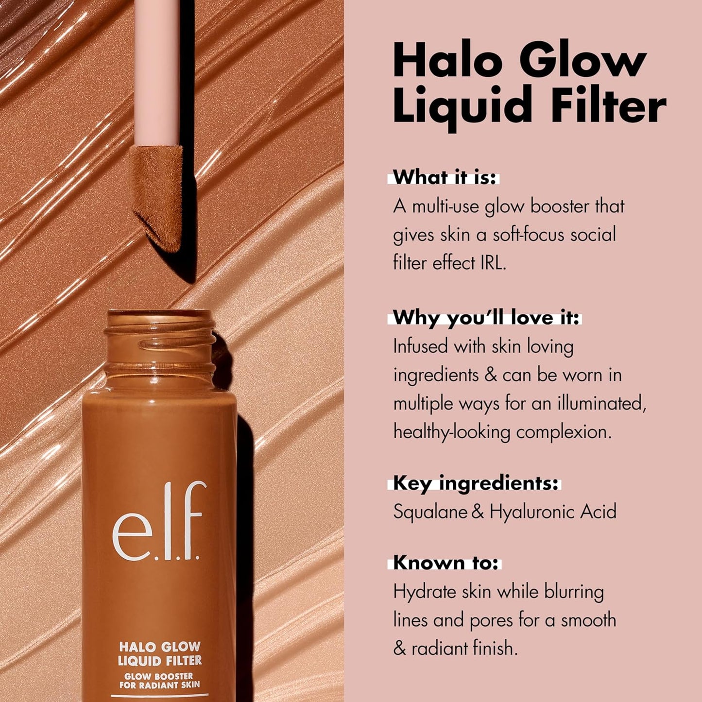 Halo Glow Liquid Filter, Complexion Booster for a Glowing, Soft-Focus Look, Infused with Hyaluronic Acid, Vegan & Cruelty-Free, 2 Fair- Light