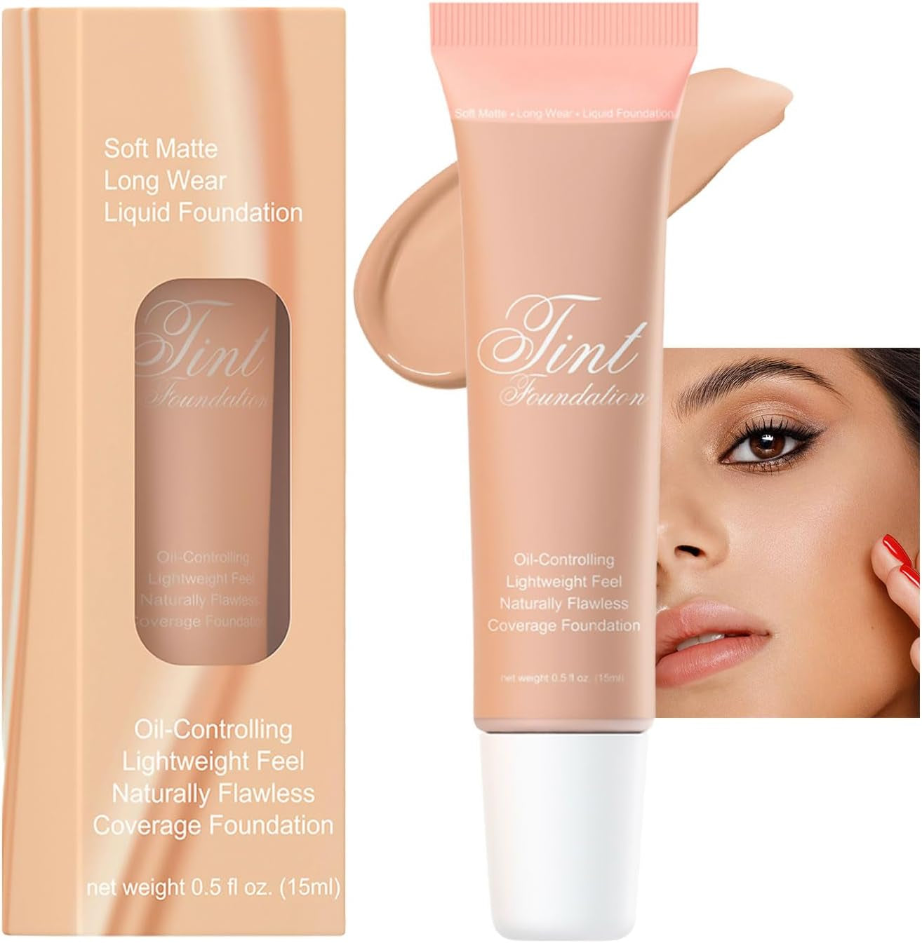 BB Cream Liquid Foundation, Natural Look Even Skin Tone Color Correcting, Full Coverage Moisturizing Concealer Makeup Base, Anti-Redness Smoothing Waterproof and Blendable