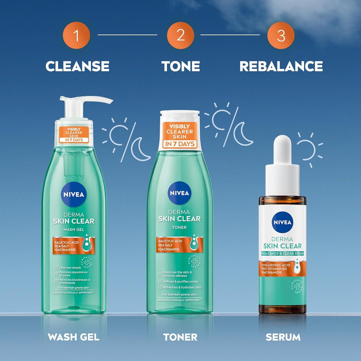 Derma Skin Clear Toner (200Ml), Cleansing and Hydrating, Salicylic Acid Toner Enriched with Niacinamide to Rebalance the Skin and Remove Impurities