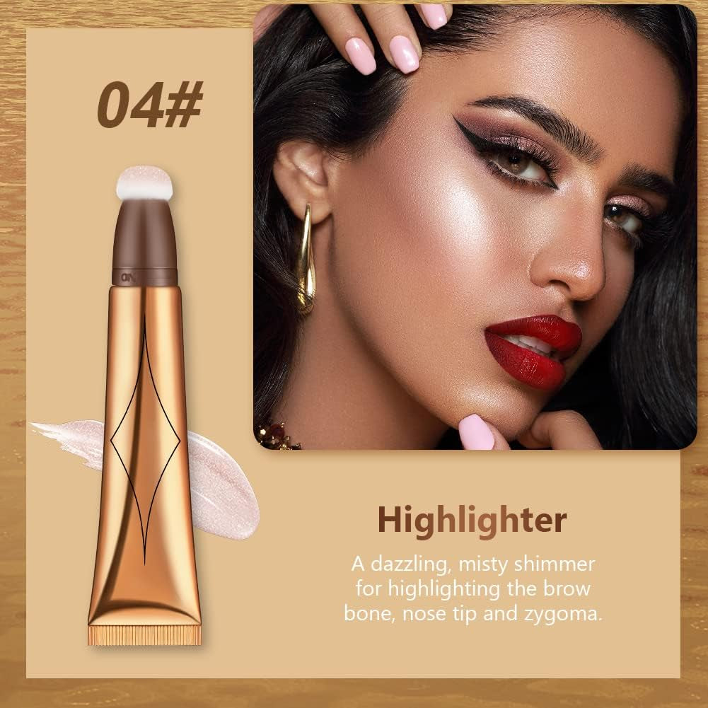 Contour Beauty Wand, Liquid Highlighter Contour Beauty Wand with Cushion Applicator, Matte Liquid Blush Wand, Long Lasting Smooth Lightweight Beauty Wand Makeup
