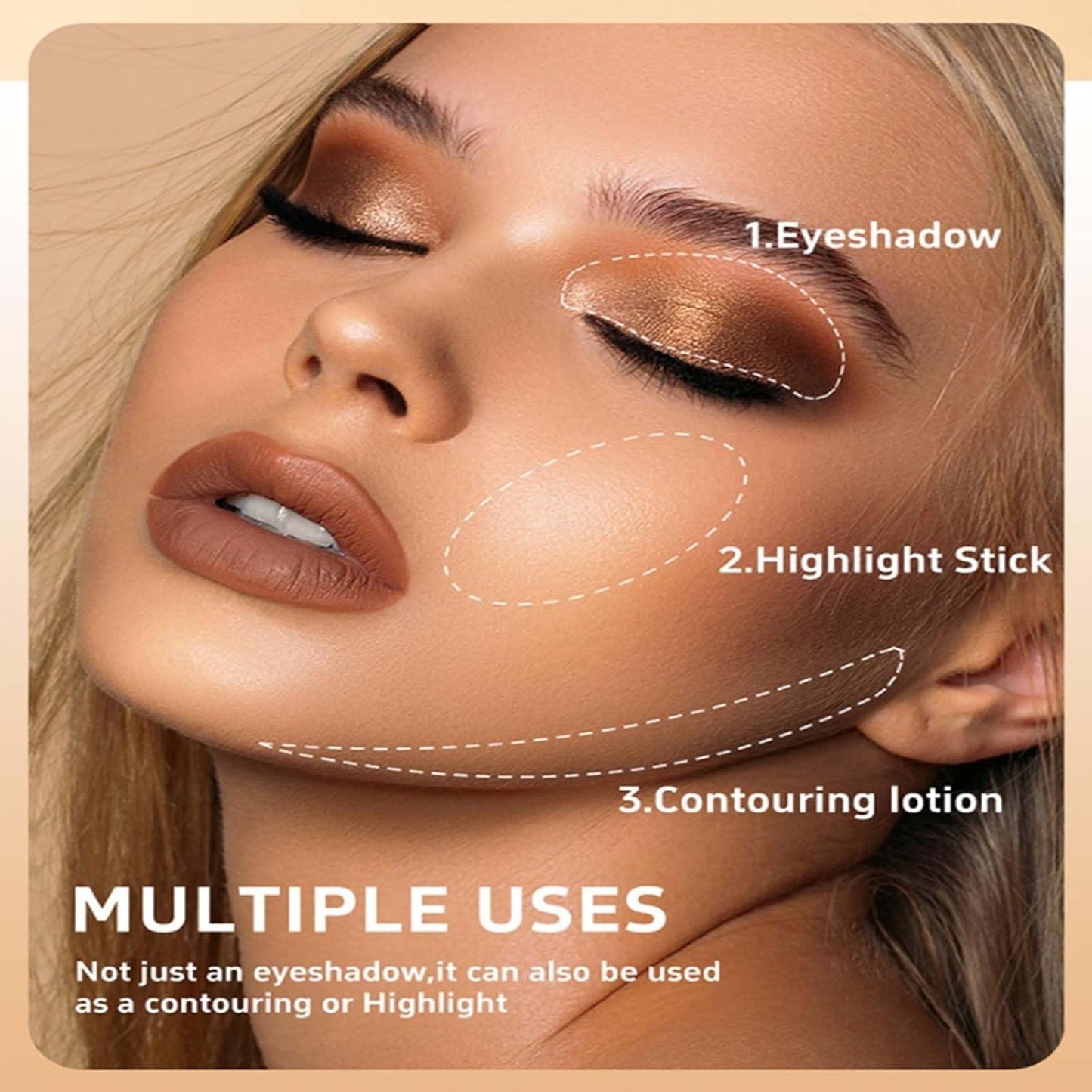 3PCS Contour Highlighter Blush Sticks - Natural Blush Contour and Highlighter Set - Bronzer Contour Sculpt the Face - Non-Greasy Waterproof Long-Lasting Effect Face Makeup