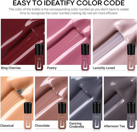 Gel Nail Polish Set, 7 Colors Nude Pink Brown Gray Set Soak off All Seasons Art Salon Mother'S Day Gifts Manicure