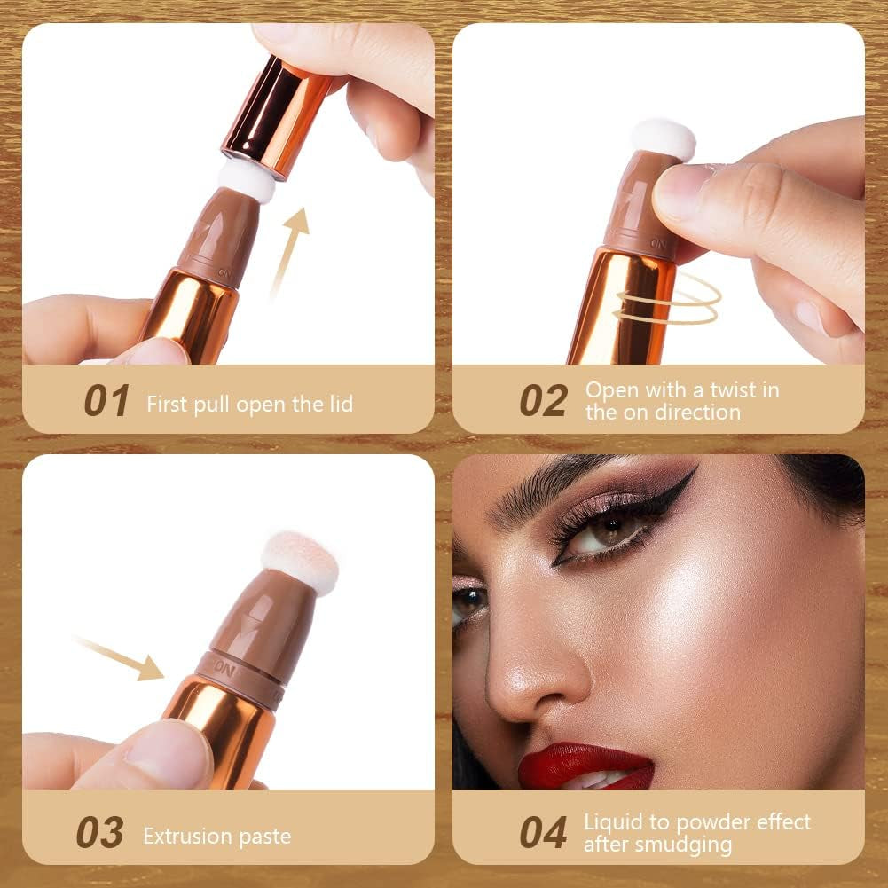 Contour Beauty Wand, Liquid Highlighter Contour Beauty Wand with Cushion Applicator, Matte Liquid Blush Wand, Long Lasting Smooth Lightweight Beauty Wand Makeup