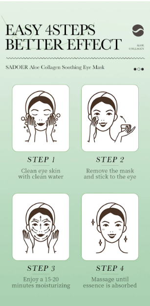 SADOER 60Pcs Aloe Vera Collagen Eye Mask, anti Dark Circles, Eyes Skin Care Products