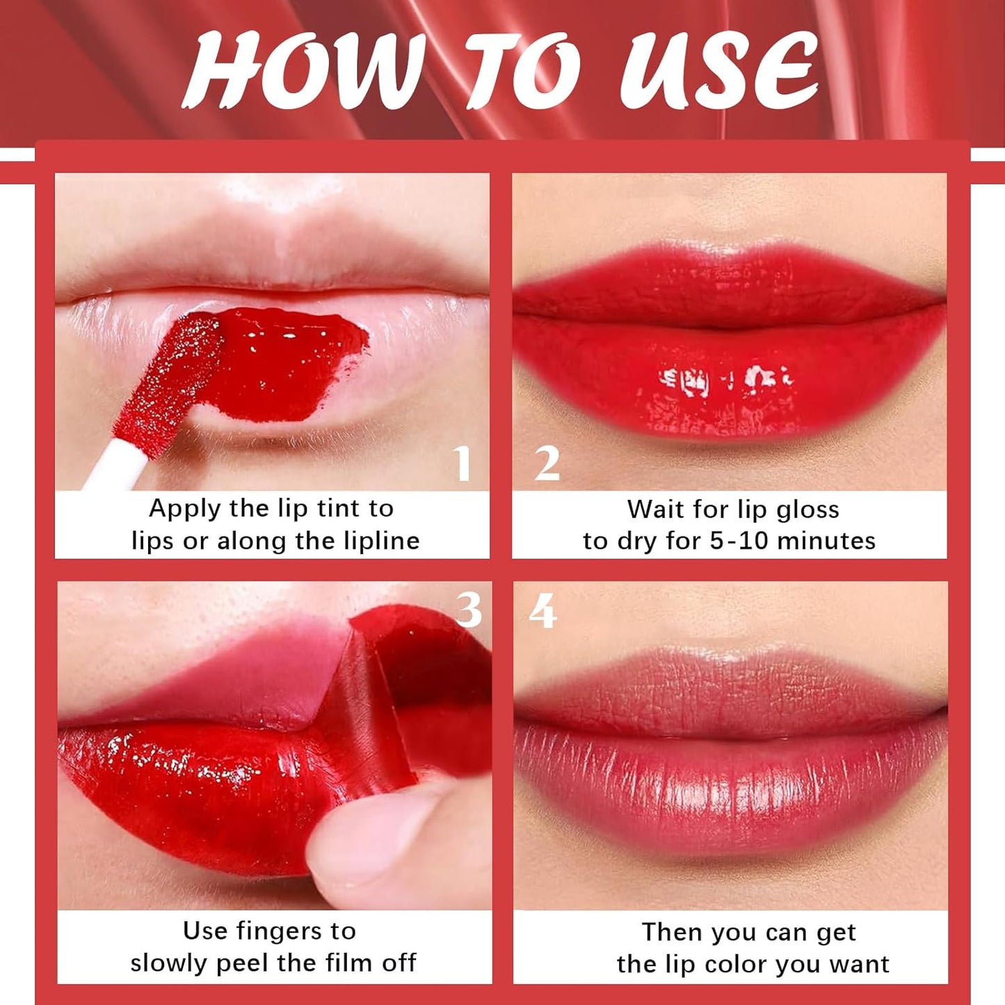 3Pcs Peel off Lip Stain, Long-Lasting Lip Tint Stain Smooth and Matte Lip Tint, Water-Resistant Lip Liner Stain, and Non-Greasy Lip Tint Stain Peel Off