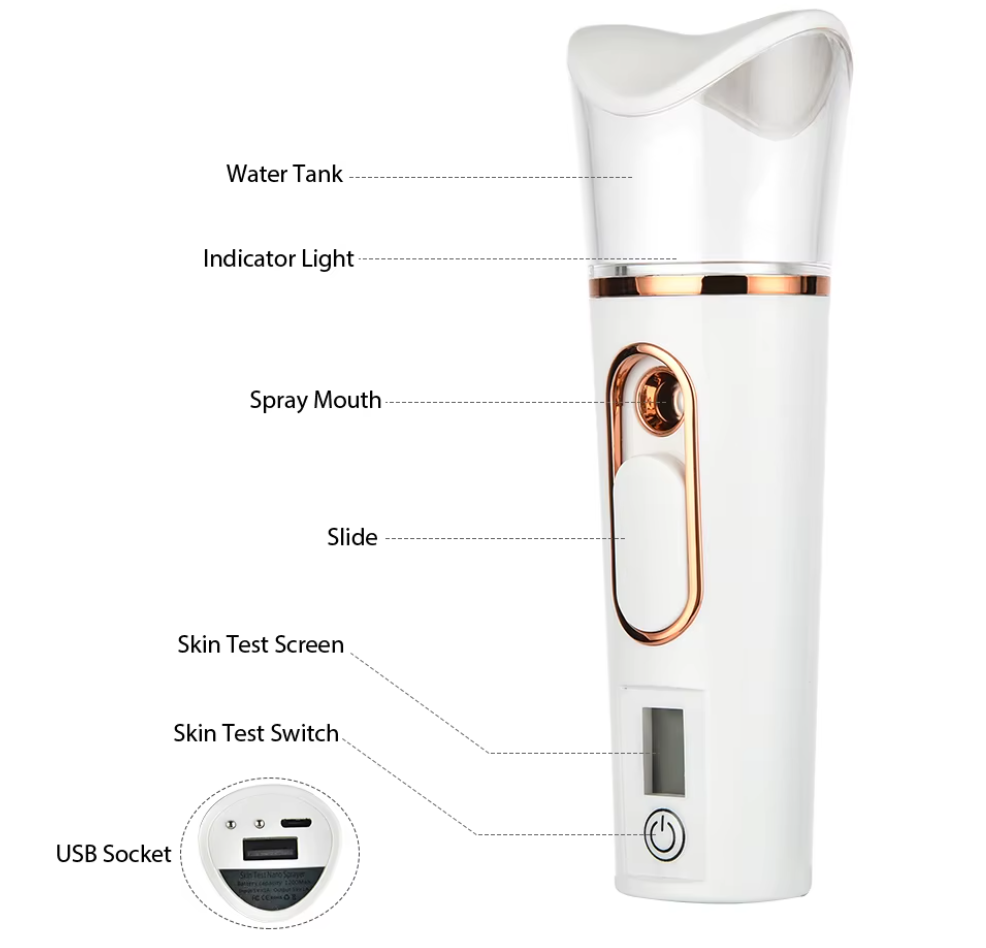 Nano Facial Sprayer – Rechargeable Portable Face Steamer & Hydrating Mist Device
