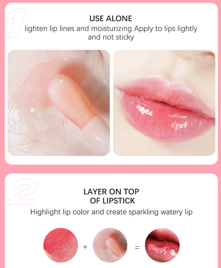 Hydrating Lip Oil Gloss – Moisturizing, Plumping & Tinted Lip Balm with Cherry Oil (6ml