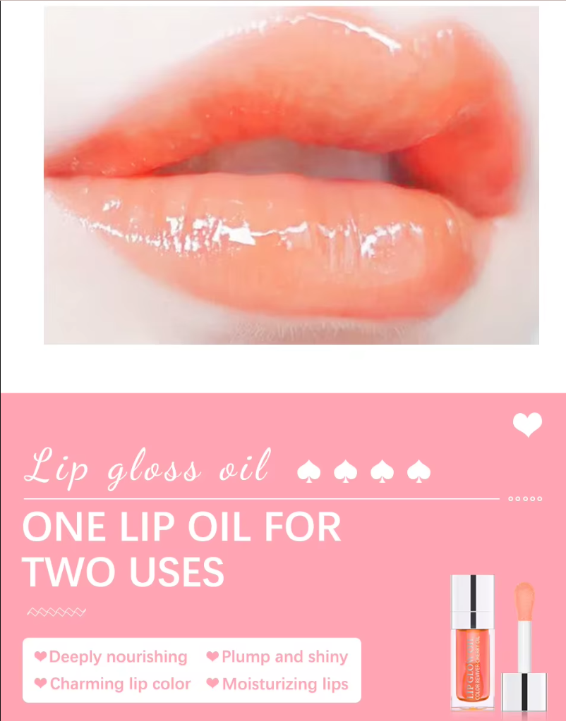 Hydrating Lip Oil Gloss – Moisturizing, Plumping & Tinted Lip Balm with Cherry Oil (6ml