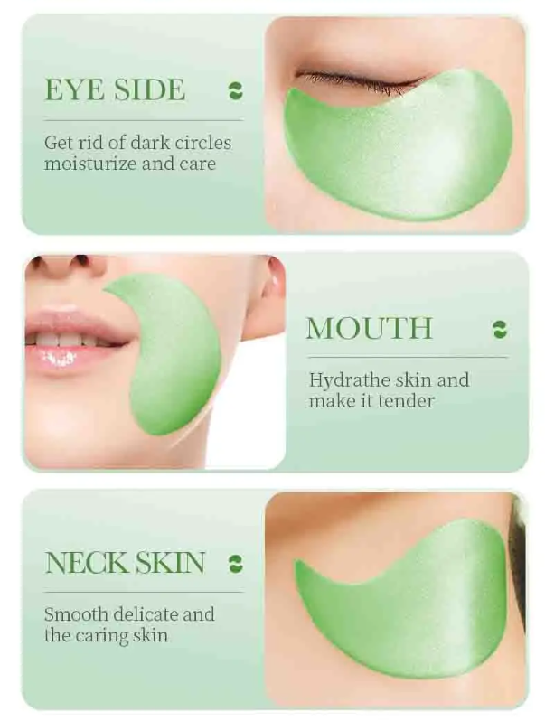 SADOER 60Pcs Aloe Vera Collagen Eye Mask, anti Dark Circles, Eyes Skin Care Products