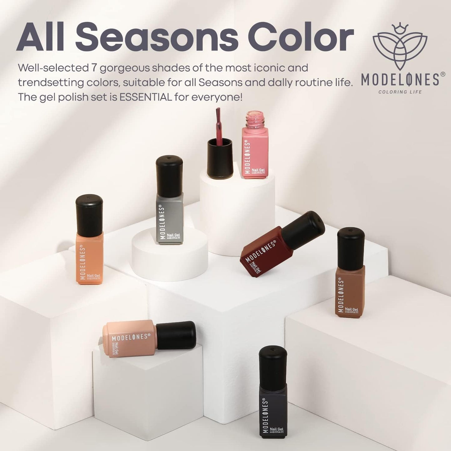 Gel Nail Polish Set, 7 Colors Nude Pink Brown Gray Set Soak off All Seasons Art Salon Mother'S Day Gifts Manicure
