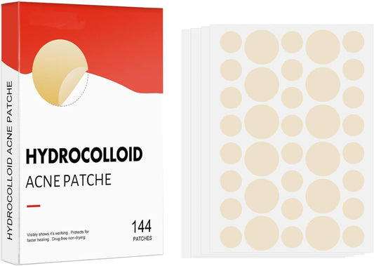 Acne Patches,144Pcs Invisible Hydrocolloid Pimple Patches, Acne Dots Pimple Stickers for Face, Facial Care, Suitable for All Skin Types