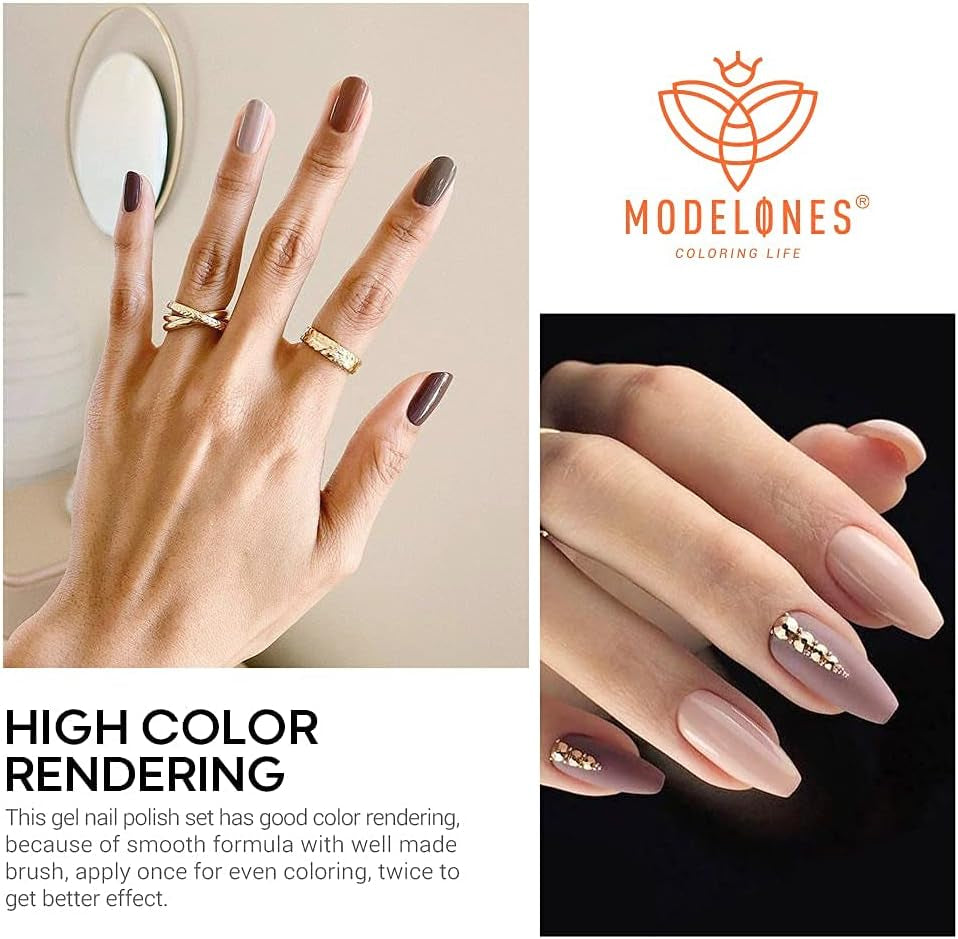 Gel Nail Polish Set, 7 Colors Nude Pink Brown Gray Set Soak off All Seasons Art Salon Mother'S Day Gifts Manicure