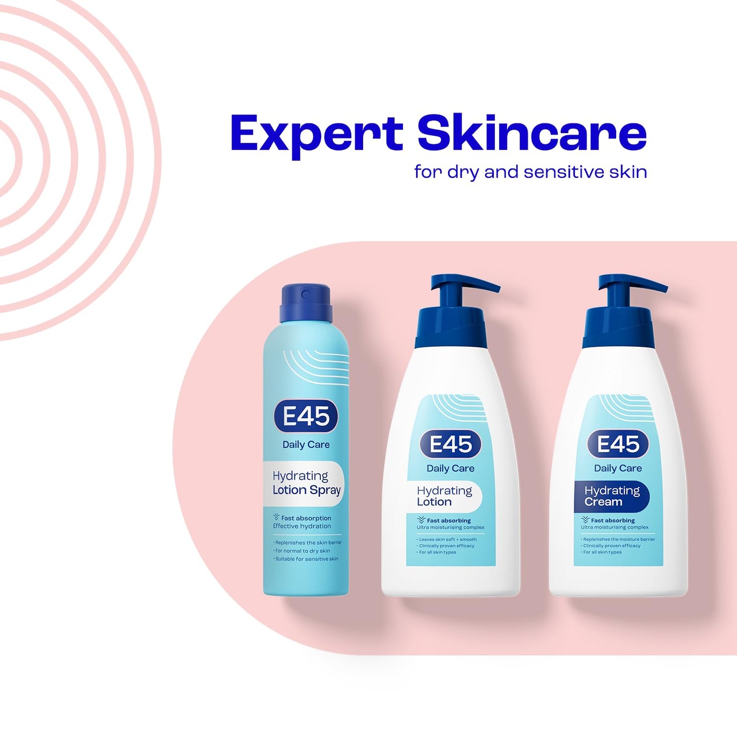 E45 Daily Hydrating Cream 400 Ml for All Skin Types – Long Lasting Moisturisation - Non-Greasy Moisturiser and Fast Absorption - Perfume-Free Body Face Hand Cream - Dermatologically Tested