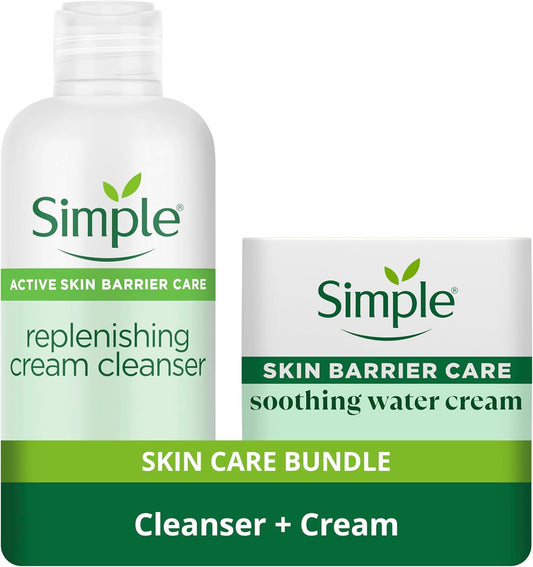 Replenishing and Soothing Skincare Bundle Cream Cleanser (230 Ml) and Water Face Cream (50 Ml) Suitable for Even the Most Sensitive Skin