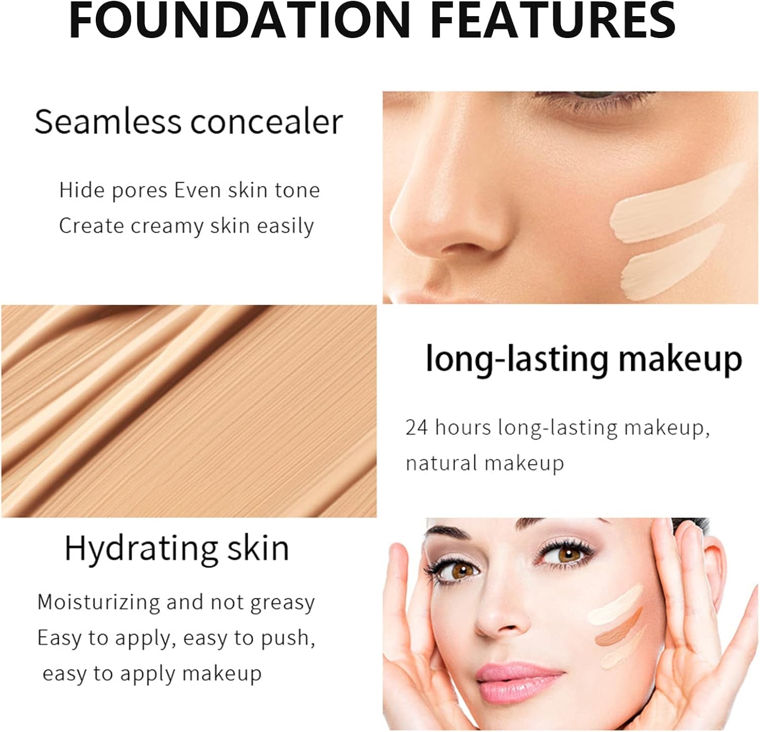 Colour Changing Foundation,Makeup Foundation, Face Foundation Full Coverage Moisturizing Waterproof Long Lasting Makeup Base Natural Coverage Foundation for Mature Skin