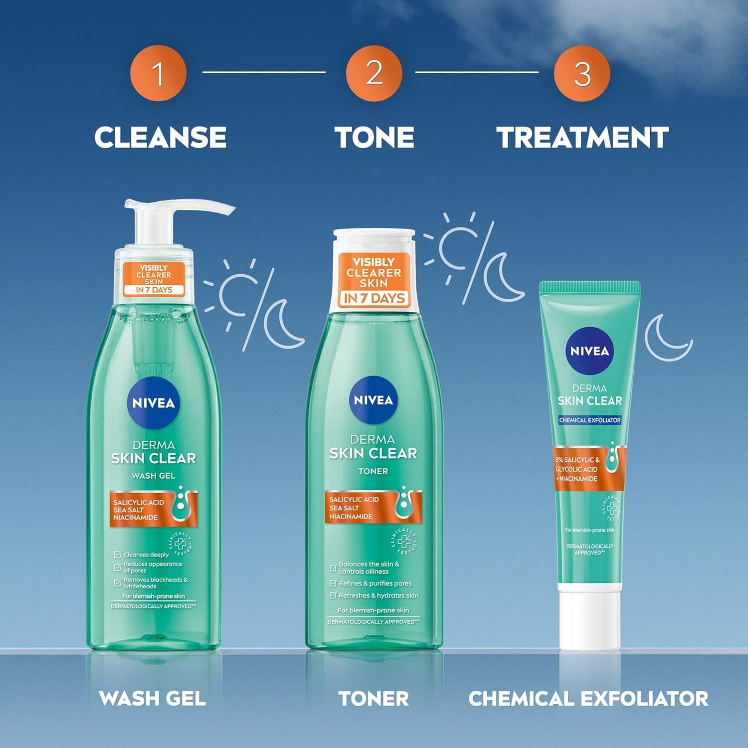 Derma Skin Clear Toner (200Ml), Cleansing and Hydrating, Salicylic Acid Toner Enriched with Niacinamide to Rebalance the Skin and Remove Impurities