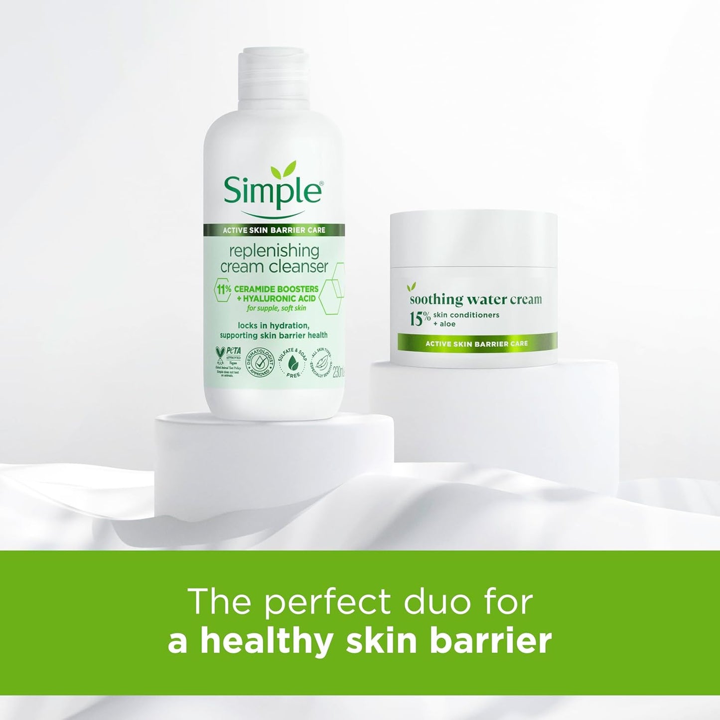 Replenishing and Soothing Skincare Bundle Cream Cleanser (230 Ml) and Water Face Cream (50 Ml) Suitable for Even the Most Sensitive Skin