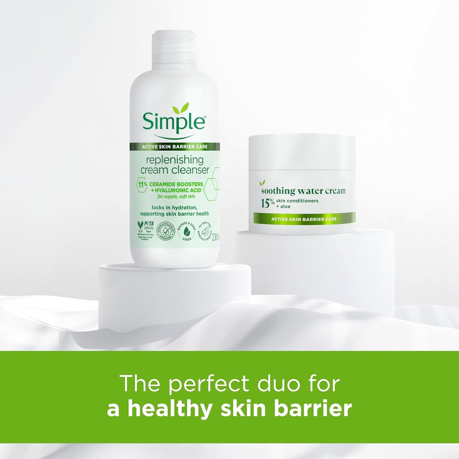 Replenishing and Soothing Skincare Bundle Cream Cleanser (230 Ml) and Water Face Cream (50 Ml) Suitable for Even the Most Sensitive Skin