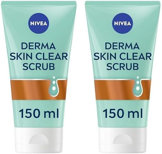 NIVEA Derma Skin Clear Scrub – Exfoliating Face Scrub with Salicylic Acid &amp; Niacinamide (150ml x 2)