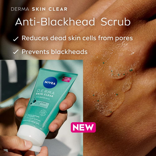 NIVEA Derma Skin Clear Scrub – Exfoliating Face Scrub with Salicylic Acid &amp; Niacinamide (150ml x 2)