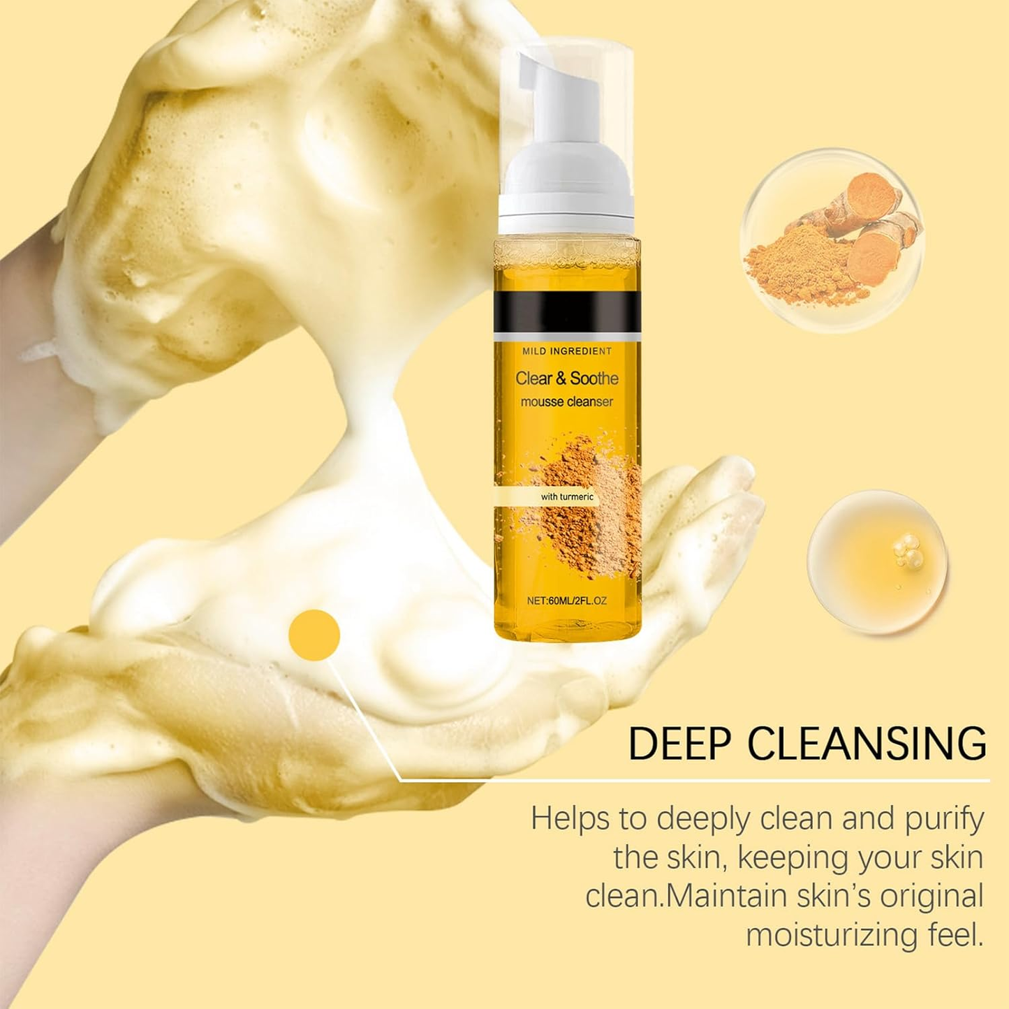Turmeric Cleanser for Gently Cleaning Pores, Moisturising Face Wash - 60ml