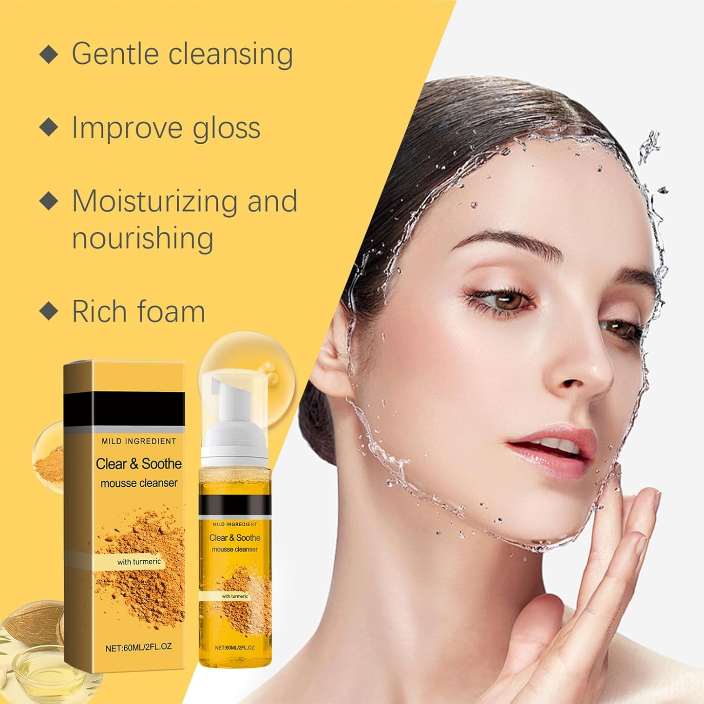 Turmeric Cleanser for Gently Cleaning Pores, Moisturising Face Wash - 60ml
